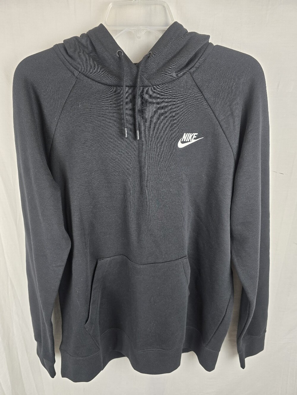 Nike Black Pullover Long Sleeve Hoodie with White Swoosh Sz L